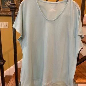 Talbots aqua green mixed media tee